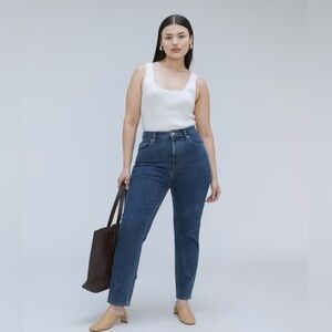New Women’s Everlane The Curvy Cheeky Jean straight Leg in Blue Size 28